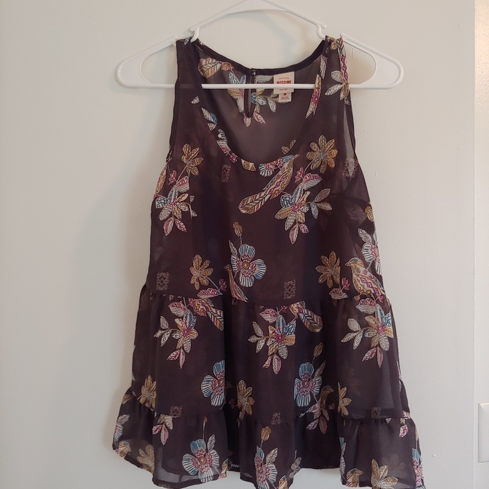 Mossimo supply co gently worn semi sheer bird tank